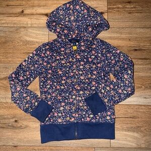 $70 Polo Ralph Lauren Girls Floral Print Zip Blue Hoodie Small 7 Cotton Blend